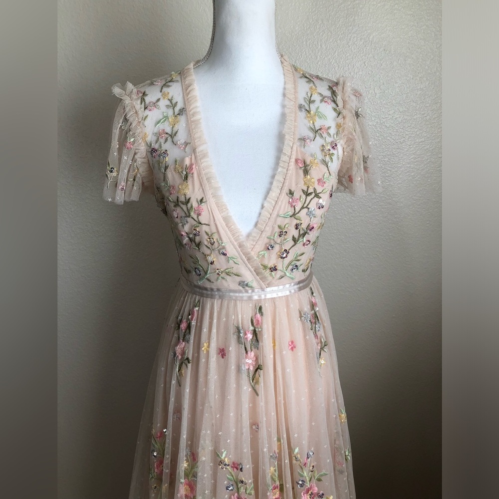 Needle & Thread Petunia Cap Sleeve Gown dress tulle ballerina sequins floral - Picture 5 of 16